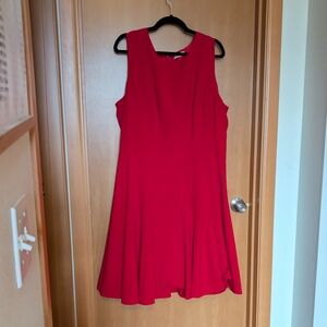 Calvin Klein Vibrant Red Pleated Midi Dress